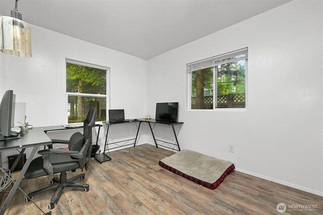 6258 Bellwood Dr, Maple Falls, WA 98266 - office area with wood finished floors and healthy amount of natural light