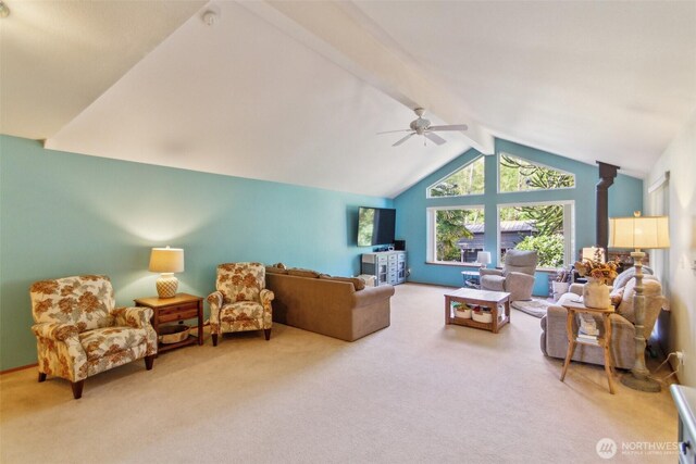3863 Paradise Bay Rd, Port Ludlow, WA 98365 - living room with carpet floors and a ceiling fan