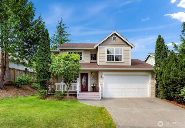 2616 16th St, Bellingham, WA 98229 - traditional-style home with driveway, covered porch, and a shingled roof