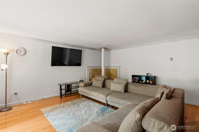 17306 NE 45th St Unit 116, Redmond, WA 98052 - living room featuring ornamental molding and wood finished floors