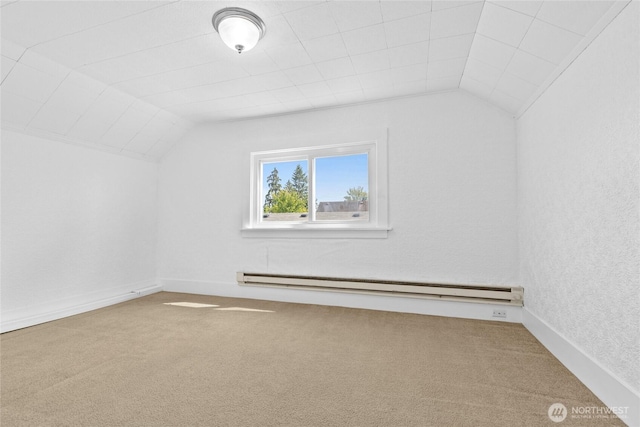 3510 S K St, Tacoma, WA 98418 - bonus room with lofted ceiling, a baseboard radiator, and carpet