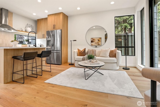 1120 NW 61st St Unit B, Seattle, WA 98107 - living area with recessed lighting and light wood-style floors