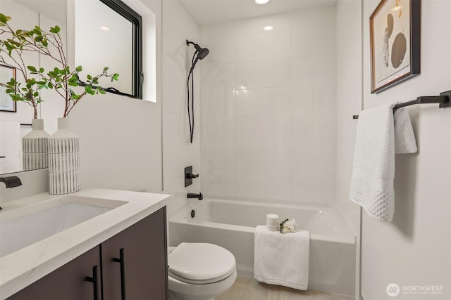 1120 NW 61st St Unit B, Seattle, WA 98107 - full bathroom featuring vanity, shower / bathtub combination, and recessed lighting