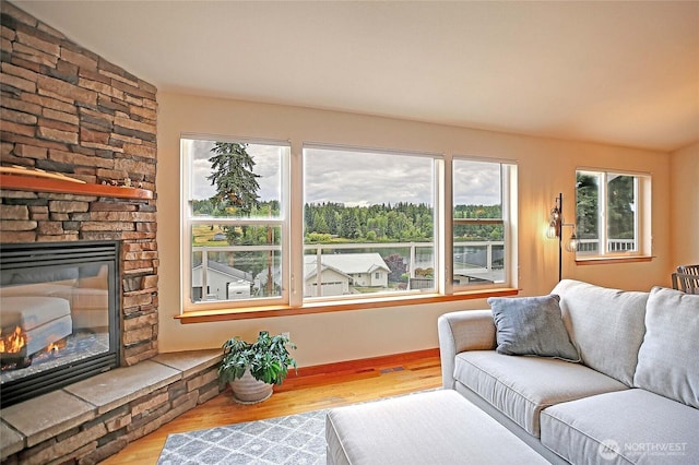 2102 256th St NW, Stanwood, WA 98292 - living room with wood finished floors and a fireplace