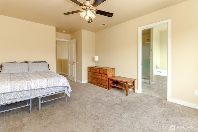 1605 Riddell Ave NE, Orting, WA 98360 - bedroom featuring carpet flooring, ceiling fan, and connected bathroom