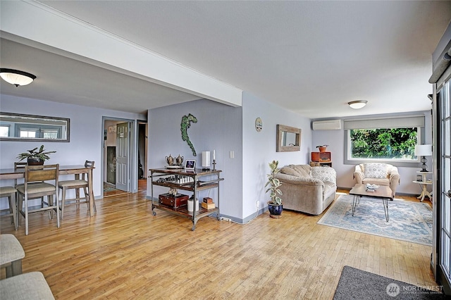 858 Westview Ct, Camano Island, WA 98282 - living area with a wall mounted air conditioner and light wood-type flooring
