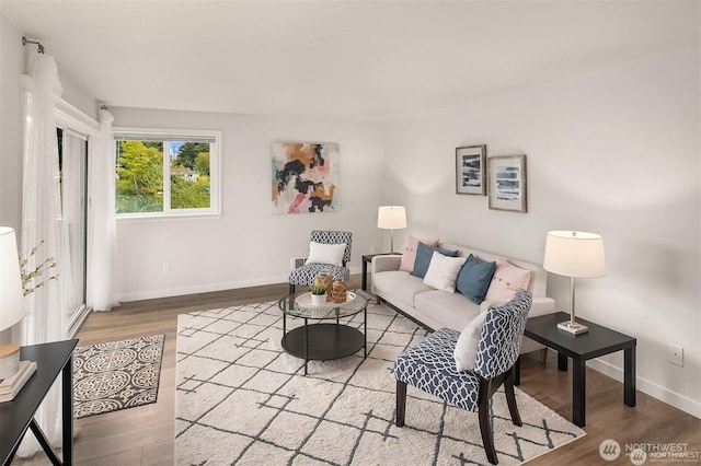 19428 N Aurora Ave Unit 236, Shoreline, WA 98133 - living area with wood finished floors and baseboards