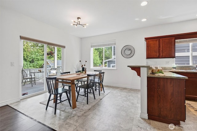 4246 Stonecrest Ct, Bellingham, WA 98226 - dining space featuring a chandelier and recessed lighting