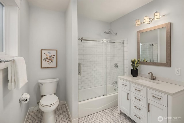 2836 32nd Ave S, Seattle, WA 98144 - bathroom with vanity, bath / shower combo with glass door, and tile patterned flooring