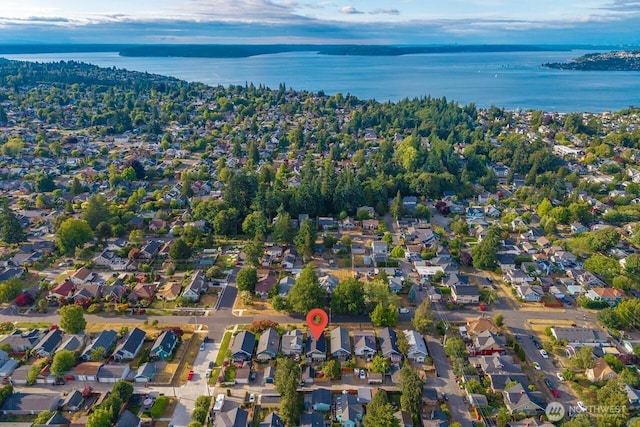 2914 N 15th St, Tacoma, WA 98406 - aerial overview of property's location featuring a large body of water and nearby suburban area