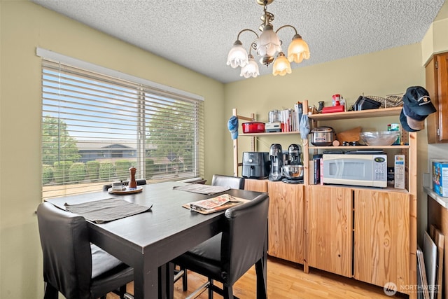 3590 Narrows View Ln NE Unit 203, Bremerton, WA 98310 - dining area featuring a chandelier, a textured ceiling, and light wood-style floors