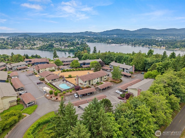 3590 Narrows View Ln NE Unit 203, Bremerton, WA 98310 - aerial view of a water and mountain view and a heavily wooded area