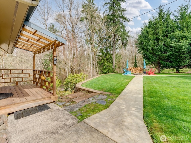 291 Hadaller Rd, Mossyrock, WA 98564 - view of green lawn with a wooden deck