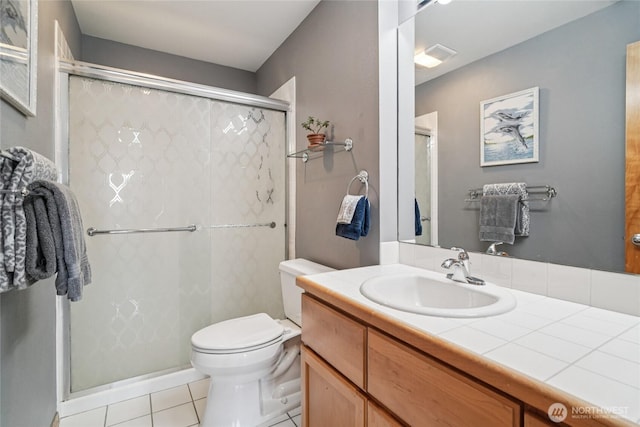 1707 NW 59th St Unit 302, Seattle, WA 98107 - bathroom with tile patterned flooring, vanity, and a stall shower