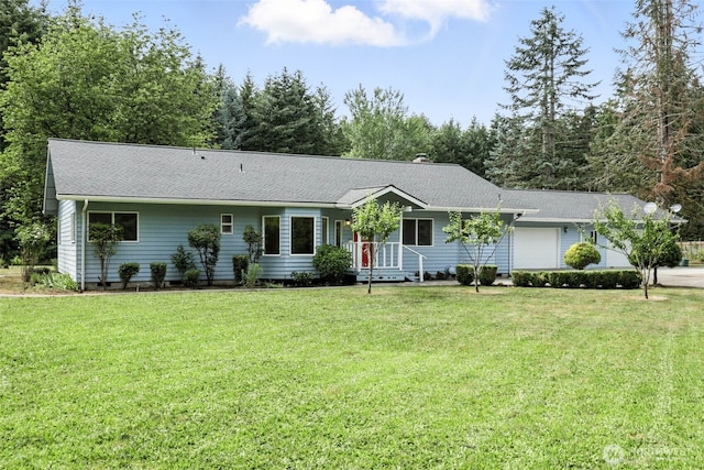116 Noble Rd, Winlock, WA 98596 - ranch-style house with an attached garage, a front lawn, and a shingled roof