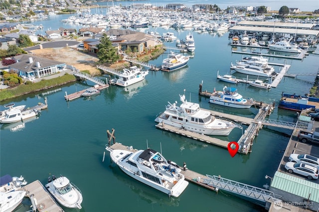 1909 Skyline Way Unit F, Anacortes, WA 98221 - aerial view of numerous boat docks and a large body of water