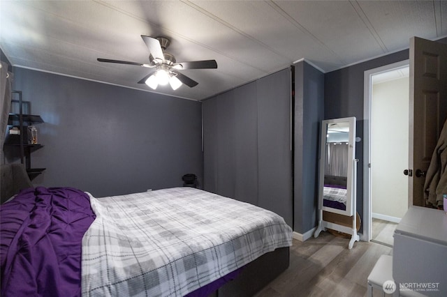 404 W Vine St, Chehalis, WA 98532 - bedroom with wood finished floors and ceiling fan