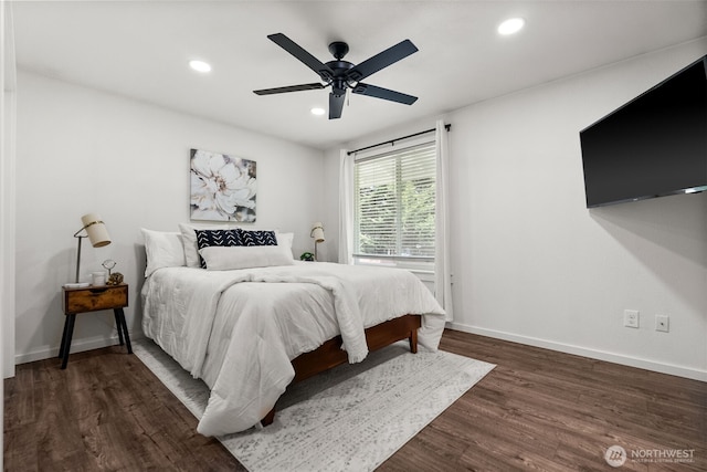 4011 65th Ave NW, Gig Harbor, WA 98335 - bedroom featuring recessed lighting, dark wood finished floors, and ceiling fan