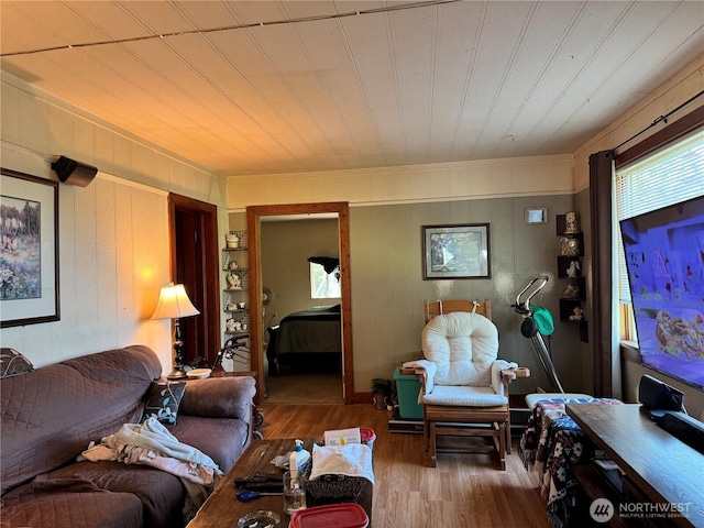 1105 Central Ave, Oroville, WA 98844 - living area with wood finished floors and crown molding