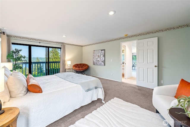 818 179th Pl NE, Bellevue, WA 98008 - bedroom featuring carpet, recessed lighting, and access to outside