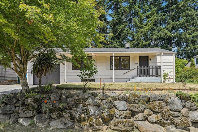2134 N 160th St, Shoreline, WA 98133 - view of front of property featuring a porch and a chimney