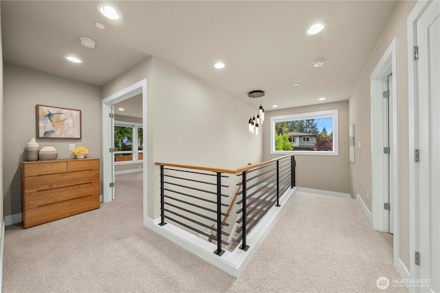10259 133rd Ct NE, Redmond, WA 98033 - hall featuring an upstairs landing, carpet, and recessed lighting