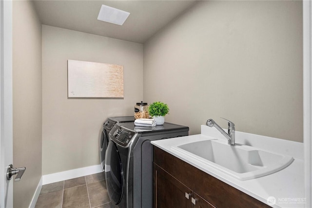 10259 133rd Ct NE, Redmond, WA 98033 - laundry room with washer and dryer, cabinet space, and dark tile patterned floors