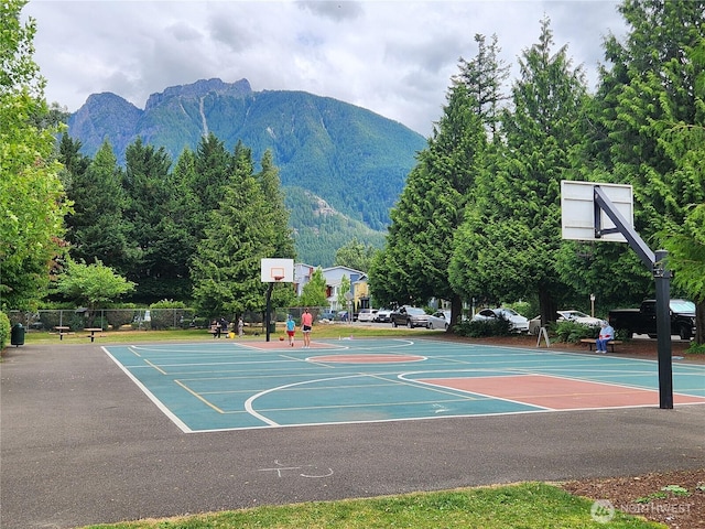133 W 4th St, North Bend, WA 98045 - view of basketball court featuring community basketball court and a mountain view