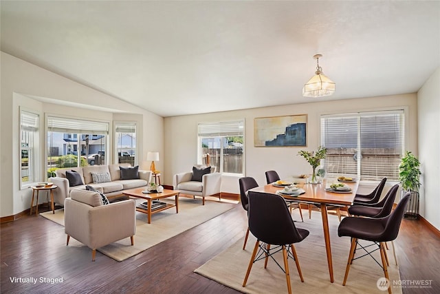 87 Chickadee Dr, Kelso, WA 98626 - dining area with wood finished floors and lofted ceiling