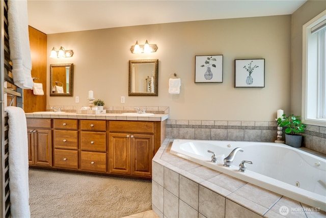 1425 S Sunset Dr, Tacoma, WA 98465 - full bathroom featuring double vanity and a tub with jets