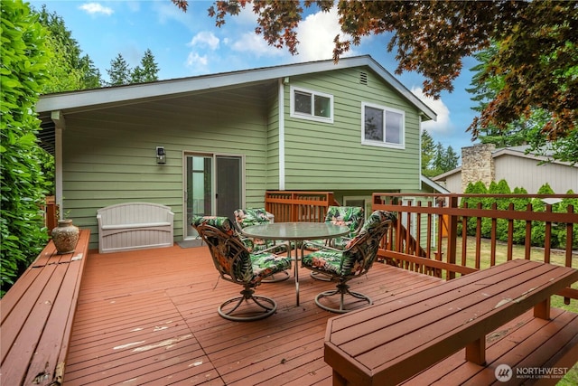 4209 S 297th Pl, Auburn, WA 98001 - wooden terrace with outdoor dining space