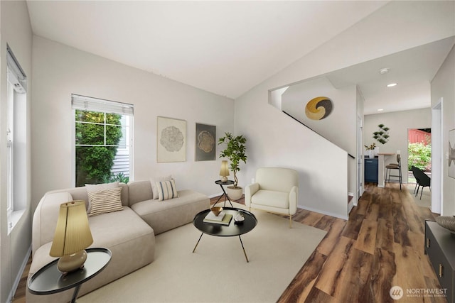 2101 62nd St SE, Auburn, WA 98092 - living room with wood finished floors and vaulted ceiling