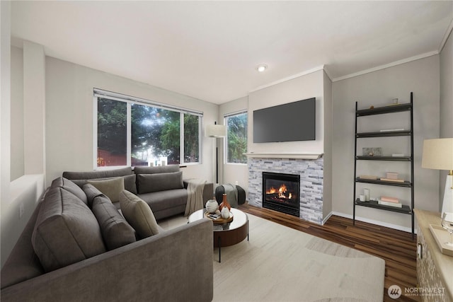 2101 62nd St SE, Auburn, WA 98092 - living area with wood finished floors and a fireplace