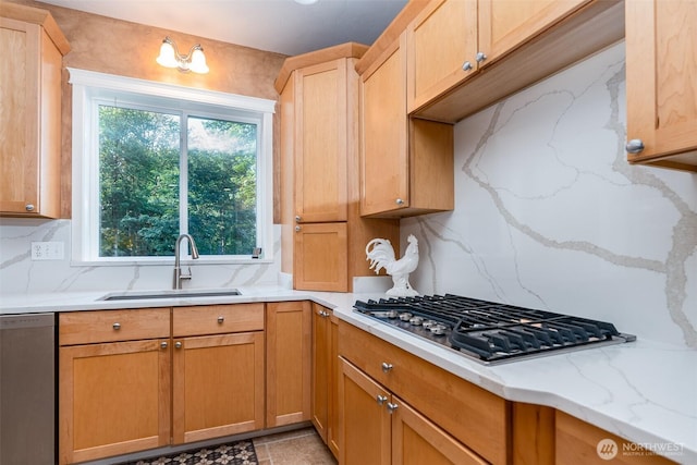 1122 36th Ave NE, Olympia, WA 98506 - kitchen with stainless steel appliances, decorative backsplash, and light stone counters