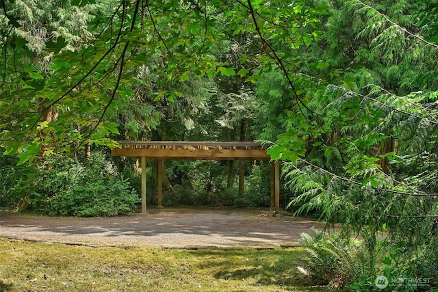 view of yard with a carport and driveway