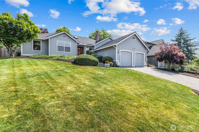 5040 Mill Pond Loop SE, Auburn, WA 98092 - ranch-style house with a garage, driveway, and a chimney
