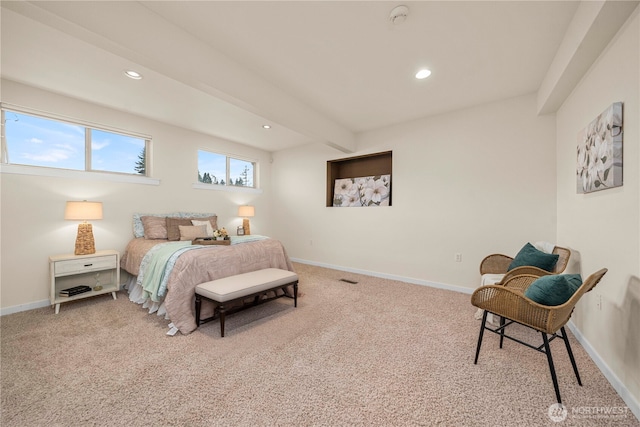 4119 72nd St E, Tacoma, WA 98443 - carpeted bedroom with recessed lighting and beamed ceiling