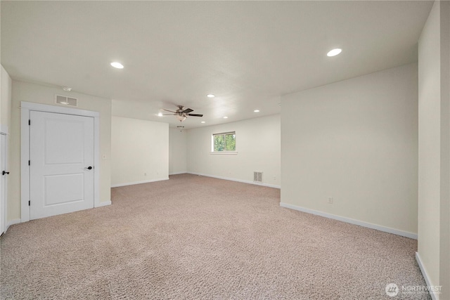 4119 72nd St E, Tacoma, WA 98443 - empty room featuring recessed lighting, ceiling fan, and light colored carpet