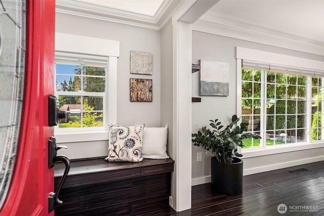 1321 Kossuth Ave, Everett, WA 98203 - entryway with crown molding, wood finished floors, and plenty of natural light