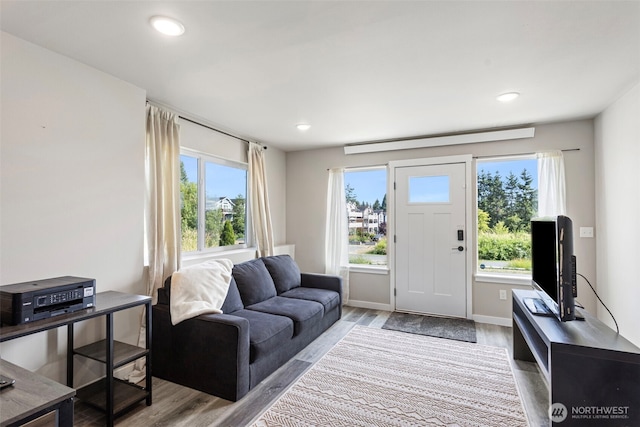 1575 Kingsley Ave, Blaine, WA 98230 - living area featuring wood finished floors and recessed lighting