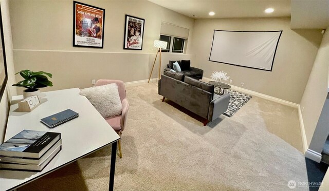 6802 156th Pl NE, Redmond, WA 98052 - carpeted home theater featuring baseboards and recessed lighting