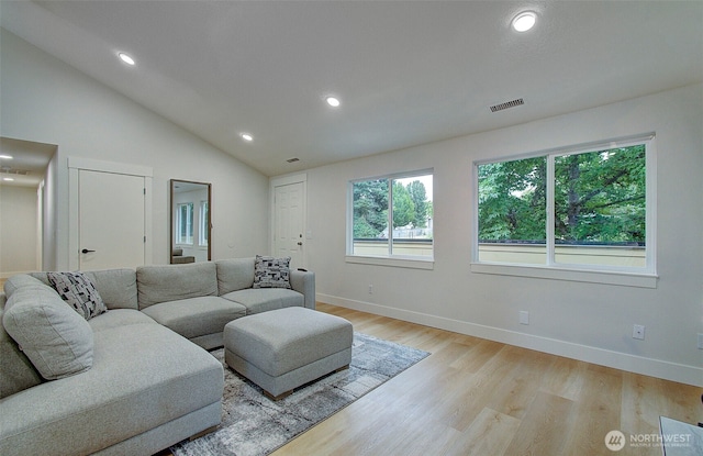 1611 NE 113th St Unit 421, Vancouver, WA 98686 - living area with recessed lighting, light wood finished floors, and lofted ceiling