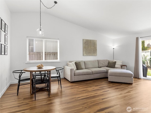 839 Avalon Ct SE, Olympia, WA 98513 - living area featuring wood finished floors and vaulted ceiling