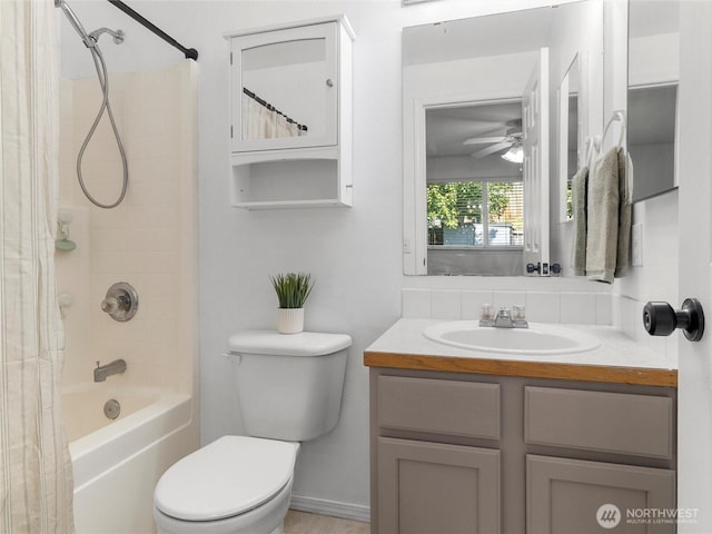 839 Avalon Ct SE, Olympia, WA 98513 - full bathroom featuring shower / tub combo, vanity, and a ceiling fan