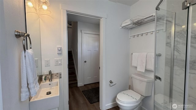 890 Magellan Ave NE Unit 3, Ocean Shores, WA 98569 - full bath with a marble finish shower, wood finished floors, and vanity