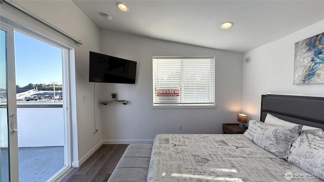 890 Magellan Ave NE Unit 3, Ocean Shores, WA 98569 - bedroom featuring multiple windows, wood finished floors, recessed lighting, and lofted ceiling