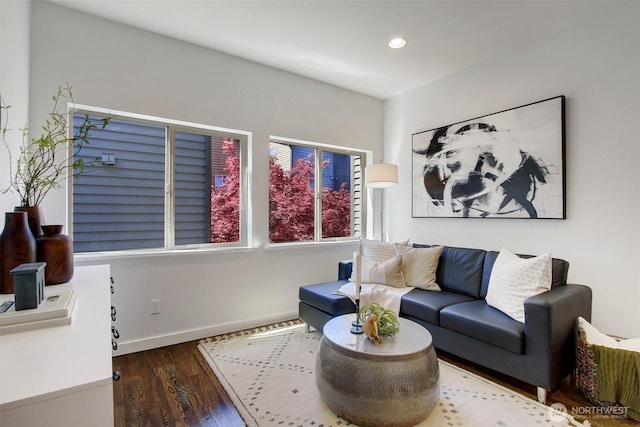 5929 California Ave SW Unit B, Seattle, WA 98136 - living area with wood finished floors and recessed lighting
