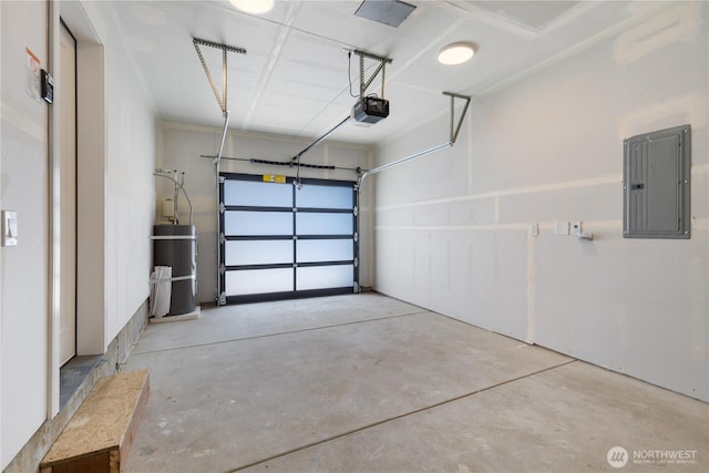 826 NE 95th St, Seattle, WA 98115 - garage with electric panel, a garage door opener, and secured water heater