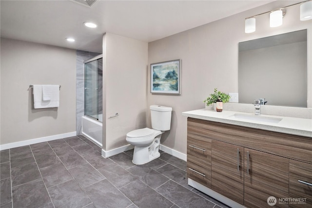 1600 11th Ave S, Seattle, WA 98134 - bathroom with vanity, enclosed tub / shower combo, and recessed lighting