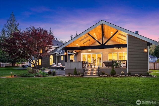 43936 SE 127th Pl, North Bend, WA 98045 - back of house featuring a lawn and a porch